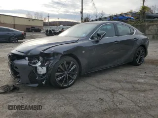 2023 Lexus IS with VIN JTHGZ1E21P5030592, listed as a Copart auction lot 77916334 with 18,957 mi miles and Salvage Title. Bid and sale history available at carsss.com. Image 1.