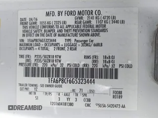 2016 Ford Mustang GT with VIN 1FA6P8CF6G5323444, listed as a IAAI auction lot 42500197 with Not provided miles and . Bid and sale history available at DreamBid. Image 9.