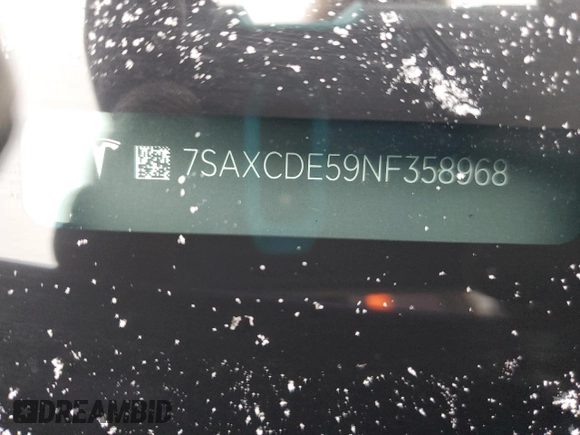 2022 Tesla Model X with VIN 7SAXCDE59NF358968, listed as a Copart auction lot 45954875 with Not Provided miles and Salvage Title. Bid and sale history available at DreamBid. Image 13.