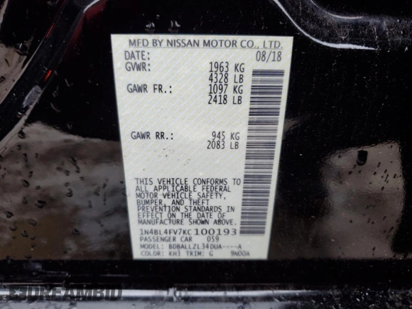 2019 Nissan Altima 2.5 Platinum with VIN 1N4BL4FV7KC100193, listed as a Copart auction lot 86363814 with 67,857 mi miles and Salvage Title. Bid and sale history available at carsss.com. Image 14.