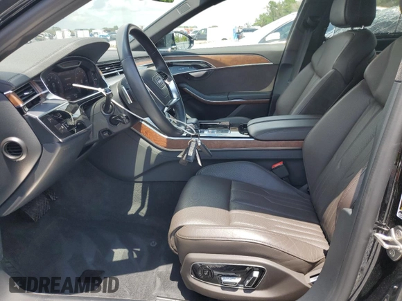 2019 Audi A8 with VIN WAU8DAF89KN011642, listed as a Copart auction lot 57915325 with 27,018 mi miles and Salvage title. Bid and sale history available at DreamBid. Image 7.