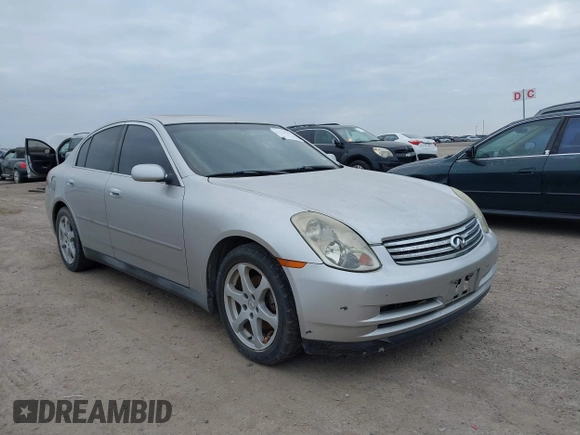 2003 Infiniti G35 w/Leather with VIN JNKCV51E63M322787, listed as a IAAI auction lot 41250569 with 154,817 mi miles. Bid and sale history available at carsss.com. Image 1.