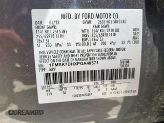 2023 Ford Explorer XLT с VIN 1FMSK7DHXPGA49571, выставлен на аукционе Copart как лот 61905725 с пробегом 74 193 миль миль и Списание • Salvage title. История ставок и продаж доступна на DreamBid. Изображение 14.
