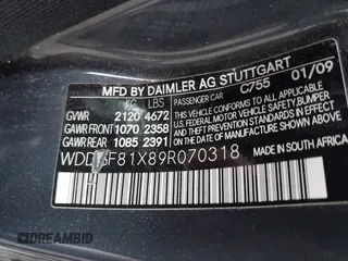 2009 Mercedes-Benz C 300 Sport with VIN WDDGF81X89R070318, listed as a IAAI auction lot 42454605 with Not provided miles and . Bid and sale history available at DreamBid. Image 9.