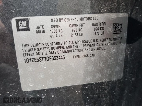 2016 Chevrolet Malibu LT with VIN 1G1ZE5ST7GF353445, listed as a Copart auction lot 42909435 with 141,949 mi miles and Salvage Title. Bid and sale history available at DreamBid. Image 14.