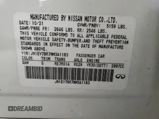 2022 Infiniti Q50 LUXE with VIN JN1EV7BR7NM341183, listed as a Copart auction lot 51604585 with 33,160 mi miles and Clean Title. Bid and sale history available at carsss.com. Image 12.