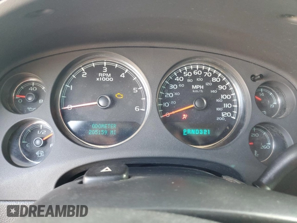 2008 Chevrolet Suburban 2LT with VIN 3GNFC16048G242593, listed as a Copart auction lot 52444085 with 205,159 mi miles and Salvage title. Bid and sale history available at DreamBid. Image 9.