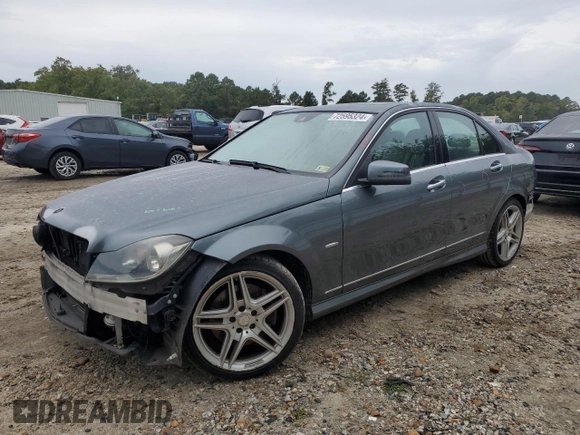 2012 Mercedes-Benz C 350 Sport with VIN WDDGF5HBXCR222096, listed as a Copart auction lot 72595324 with 134,915 mi miles and Salvage Title. Bid and sale history available at DreamBid. Image 1.