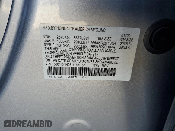 2020 Acura MDX w/Technology/A-Spec Pkg with VIN 5J8YD4H08LL019757, listed as a Copart auction lot 46604285 with 83,982 mi miles and Salvage Title. Bid and sale history available at carsss.com. Image 15.