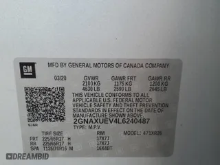 2020 Chevrolet Equinox LT with VIN 2GNAXUEV4L6240487, listed as a Copart auction lot 49124925 with 83,889 mi miles and Salvage Title. Bid and sale history available at carsss.com. Image 13.