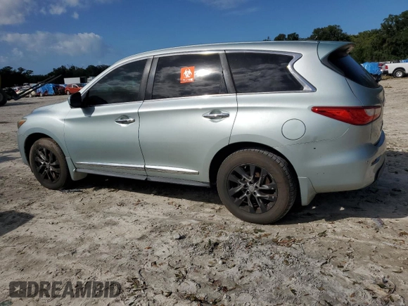 2013 Infiniti JX35 with VIN 5N1AL0MN5DC328953, listed as a Copart auction lot 76002694 with 170,006 mi miles and Salvage Title. Bid and sale history available at carsss.com. Image 2.