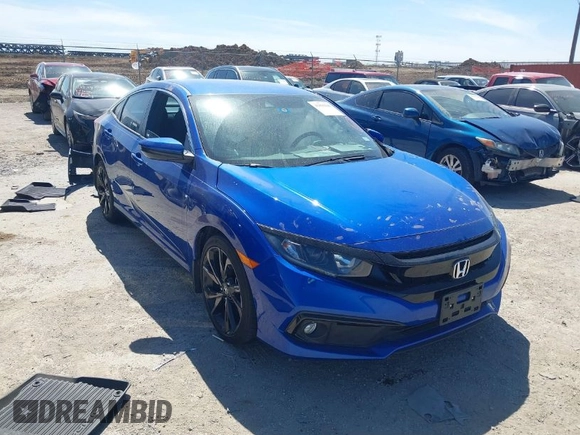 2021 Honda Civic Sedan Sport with VIN 19XFC2F85ME002091, listed as a IAAI auction lot 41810445 with 37,541 mi miles. Bid and sale history available at carsss.com. Image 1.