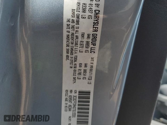 2013 FIAT 500 Pop with VIN 3C3CFFDR4DT615591, listed as a Copart auction lot 62602325 with 79,538 mi miles and Salvage title. Bid and sale history available at DreamBid. Image 12.