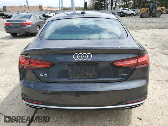 2022 Audi A5 Sportback Premium with VIN WAUABCF58NA027979, listed as a Copart auction lot 53130385 with 37,831 mi miles and Salvage Title. Bid and sale history available at carsss.com. Image 6.
