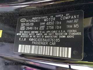 2010 Hyundai Genesis with VIN KMHGC4DE8AU076185, listed as a IAAI auction lot 41996812 with 147,645 mi miles. Bid and sale history available at carsss.com. Image 9.