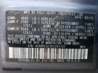 2013 Subaru Outback 2.5i Premium with VIN 4S4BRCGC3D3291707, listed as a Copart auction lot 81967854 with 172,095 mi miles and Salvage Title. Bid and sale history available at carsss.com. Image 15.