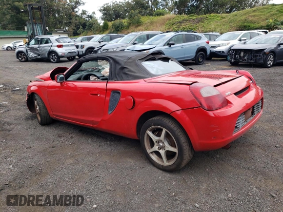 2000 Toyota MR2 z VIN JTDFR320XY0021688, wystawiony jako Copart lot #88487765 z przebiegiem 163 114 mil mil oraz Szkoda całkowita • Salvage title. Historia ofert i sprzedaży dostępna na DreamBid. Obrazek 2.