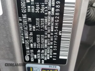 2017 Kia Sorento EX with VIN 5XYPHDA54HG289897, listed as a Copart auction lot 63562265 with 63,057 mi miles and Salvage title. Bid and sale history available at DreamBid. Image 13.