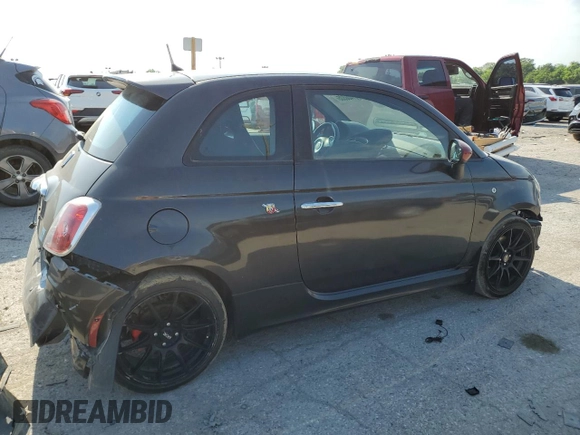 2015 FIAT 500 Abarth with VIN 3C3CFFFH8FT689961, listed as a Copart auction lot 61400335 with 115,665 mi miles and Salvage title. Bid and sale history available at DreamBid. Image 3.