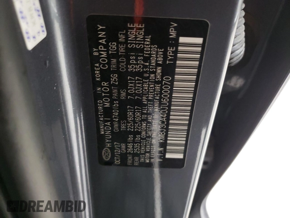 2018 Hyundai Tucson SEL with VIN KM8J3CA40JU600070, listed as a Copart auction lot 52966625 with 119,218 mi miles and Salvage title. Bid and sale history available at DreamBid. Image 13.