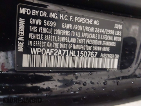 2017 Porsche Panamera Turbo с VIN WP0AF2A71HL150767, выставлен на аукционе IAAI как лот 41336771 с пробегом 75 419 миль миль и . История ставок и продаж доступна на DreamBid. Изображение 9.