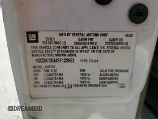 2003 Chevrolet Silverado 1500HD LS z VIN 1GCGK13U43F122682, wystawiony jako Copart lot #76813794 z przebiegiem 275 467 mil mil oraz Szkoda całkowita • Salvage title. Historia ofert i sprzedaży dostępna na DreamBid. Obrazek 12.