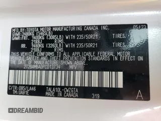 2023 Lexus RX 350 with VIN 2T2BAMBA0PC013734, listed as a Copart auction lot 55179335 with 22,314 mi miles and Salvage title. Bid and sale history available at DreamBid. Image 13.