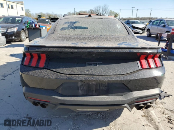 2024 Ford Mustang GT with VIN 1FA6P8CF0R5401042, listed as a Copart auction lot 49553495 with 0 mi miles and Salvage Title. Bid and sale history available at carsss.com. Image 6.