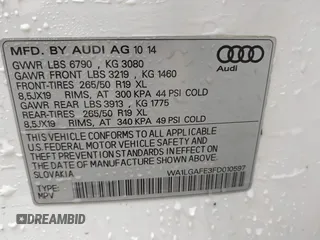 2015 Audi Q7 Premium Plus z VIN WA1LGAFE3FD010597, wystawiony jako IAAI lot #41010174 z przebiegiem 119 827 mil mil oraz . Historia ofert i sprzedaży dostępna na DreamBid. Obrazek 9.