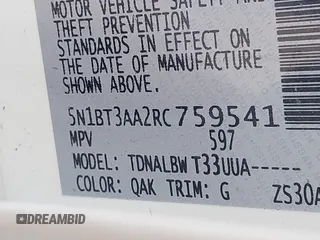 2024 Nissan Rogue S with VIN 5N1BT3AA2RC759541, listed as a IAAI auction lot 42125133 with 895 mi miles and . Bid and sale history available at DreamBid. Image 9.