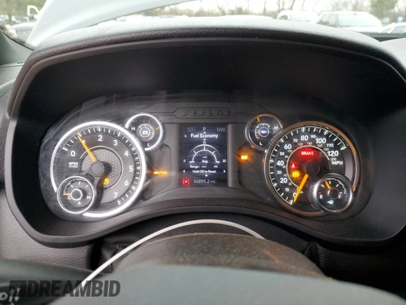 2021 Ram 1500 Big Horn with VIN 1C6SRFBT4MN626238, listed as a Copart auction lot 44009685 with 46,895 mi miles and Salvage Title. Bid and sale history available at carsss.com. Image 9.