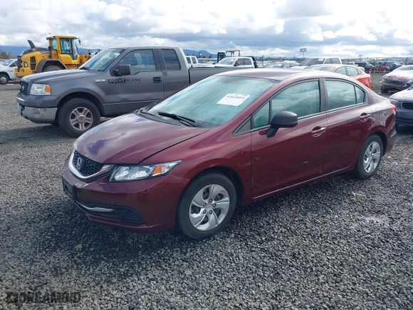 2013 Honda Civic Sdn LX with VIN 2HGFB2F52DH538253, listed as a IAAI auction lot 41824855 with 1 mi miles. Bid and sale history available at carsss.com. Image 2.