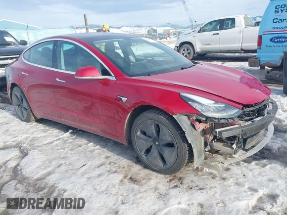 2018 Tesla Model 3 Long Range Battery with VIN 5YJ3E1EB0JF064041, listed as a IAAI auction lot 41562239 with 54,720 mi miles and . Bid and sale history available at DreamBid. Image 1.