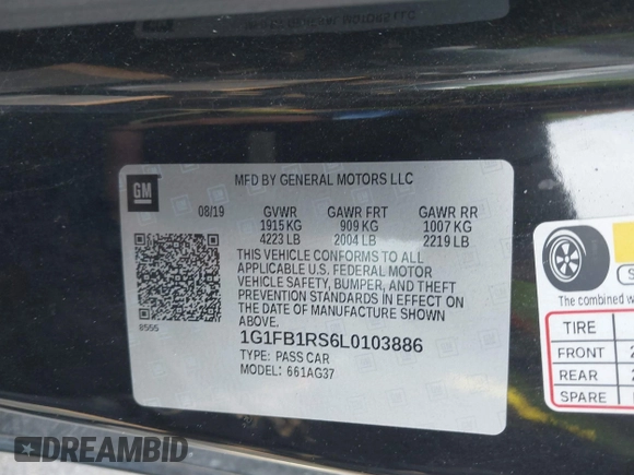 2020 Chevrolet Camaro 1LT z VIN 1G1FB1RS6L0103886, wystawiony jako IAAI lot #42402884 z przebiegiem 61 304 mil mil oraz . Historia ofert i sprzedaży dostępna na DreamBid. Obrazek 9.