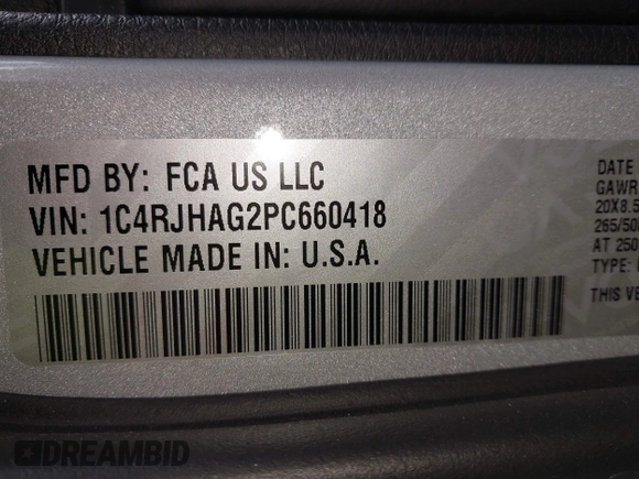 2023 Jeep Grand Cherokee Laredo with VIN 1C4RJHAG2PC660418, listed as a IAAI auction lot 41693879 with 4,295 mi miles and . Bid and sale history available at DreamBid. Image 9.