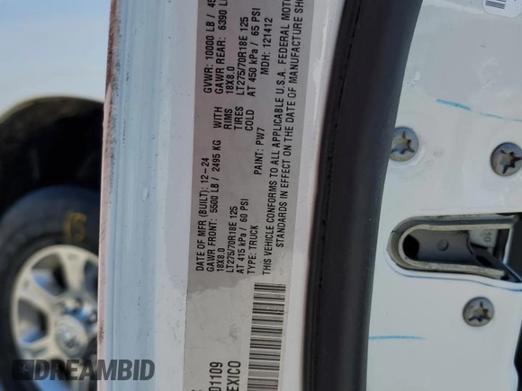 2024 Ram 2500 Big Horn with VIN 3C6UR5DJXRG401109, listed as a Copart auction lot 64012645 with 3,420 mi miles and Clean title. Bid and sale history available at DreamBid. Image 14.