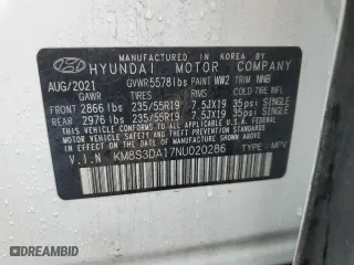 2022 Hyundai Santa Fe Hybrid SEL Premium with VIN KM8S3DA17NU020286, listed as a Copart auction lot 42856574 with 51,148 mi miles. Bid and sale history available at carsss.com. Image 14.