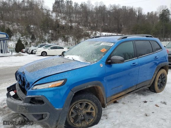 2018 Jeep Cherokee Trailhawk with VIN 1C4PJMBX5JD548695, listed as a Copart auction lot 41658465 with 123,808 mi miles and Salvage Title. Bid and sale history available at carsss.com. Image 1.