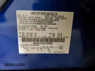 2018 Ford EcoSport SES z VIN MAJ6P1CL6JC189860, wystawiony jako Copart lot #44791845 z przebiegiem 92 069 mil mil oraz Szkoda całkowita • Salvage title. Historia ofert i sprzedaży dostępna na DreamBid. Obrazek 13.