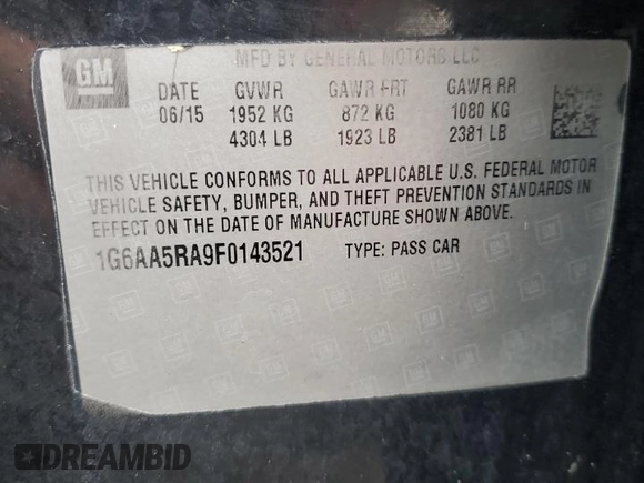 2015 Cadillac ATS Standard RWD z VIN 1G6AA5RA9F0143521, wystawiony jako Copart lot #82045854 z przebiegiem 106 089 mil mil oraz Szkoda całkowita • Salvage title. Historia ofert i sprzedaży dostępna na DreamBid. Obrazek 13.