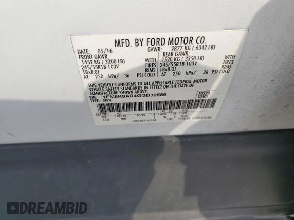 2016 Ford Utility Police Interceptor with VIN 1FM5K8AR4GGD30586, listed as a Copart auction lot 42431905 with 97,885 mi miles and Salvage Title. Bid and sale history available at carsss.com. Image 13.