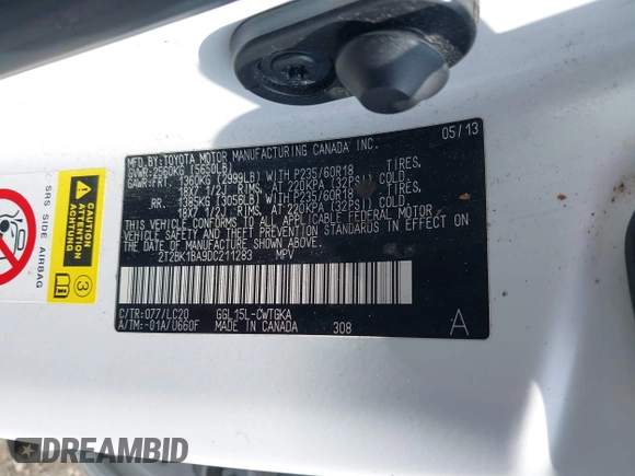 2013 Lexus RX 350 with VIN 2T2BK1BA9DC211283, listed as a IAAI auction lot 39986994 with 160,631 mi miles. Bid and sale history available at carsss.com. Image 9.