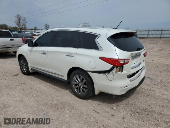 2015 Infiniti QX60 with VIN 5N1AL0MM5FC550158, listed as a Copart auction lot 50143745 with 142,543 mi miles and Salvage title. Bid and sale history available at DreamBid. Image 2.