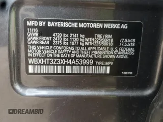 2017 BMW X1 xDrive28i with VIN WBXHT3Z3XH4A53999, listed as a Copart auction lot 60500265 with 43,377 mi miles and Salvage title. Bid and sale history available at DreamBid. Image 13.