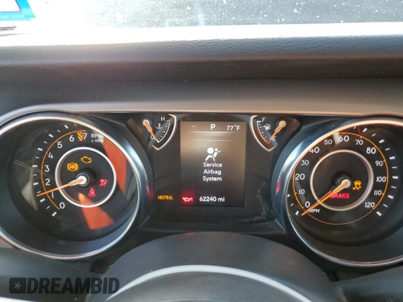 2022 Jeep Wrangler Unlimited Sport with VIN 1C4HJXDG4NW206622, listed as a Copart auction lot 47971005 with 62,240 mi miles and Salvage Title. Bid and sale history available at DreamBid. Image 9.