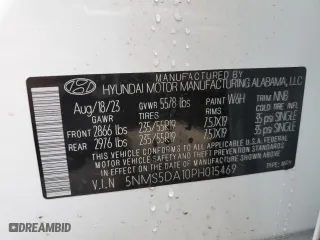 2023 Hyundai Santa Fe Hybrid Limited with VIN 5NMS5DA10PH015469, listed as a Copart auction lot 44997184 with 2,389 mi miles. Bid and sale history available at carsss.com. Image 13.