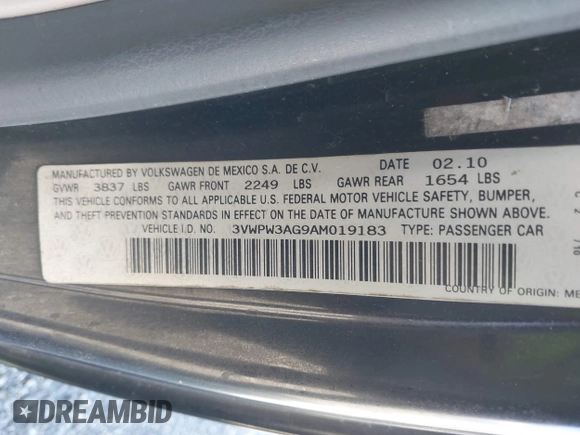 2010 Volkswagen Beetle с VIN 3VWPW3AG9AM019183, выставлен на аукционе IAAI как лот 41807843 с пробегом 134 642 миль миль и . История ставок и продаж доступна на DreamBid. Изображение 9.