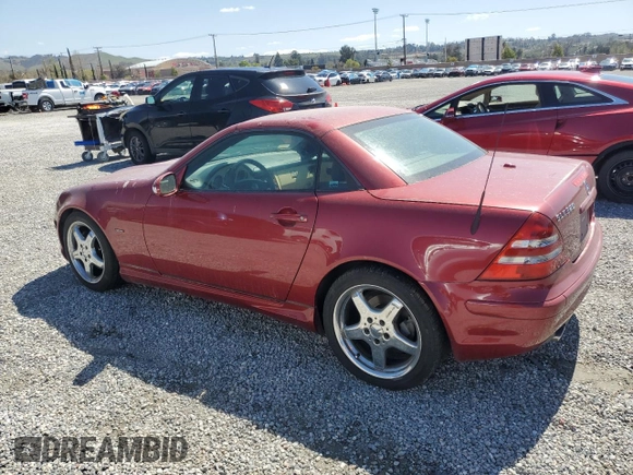 2002 Mercedes-Benz SLK 320 z VIN WDBKK65F62F265927, wystawiony jako Copart lot #49832295 z przebiegiem 64 490 mil mil oraz Czysty tytuł • Clean title. Historia ofert i sprzedaży dostępna na DreamBid. Obrazek 2.