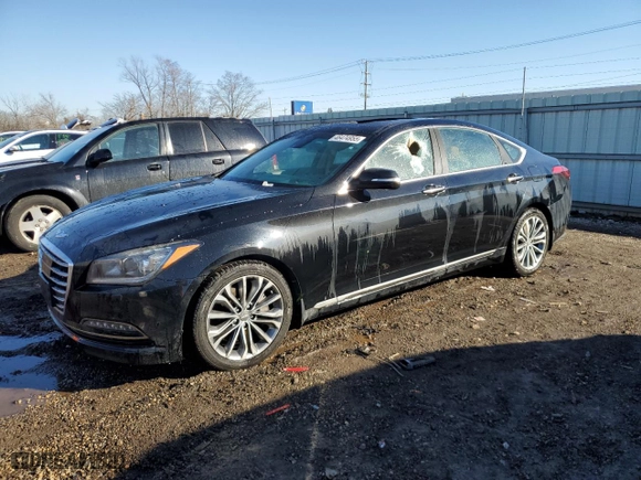 2016 Hyundai Genesis 3.8L with VIN KMHGN4JE7GU144046, listed as a Copart auction lot 46474955 with 114,166 mi miles and Clean Title. Bid and sale history available at carsss.com. Image 1.