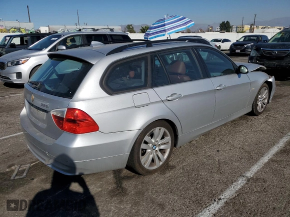 2007 BMW 3 Series 328i with VIN WBAVS13597FV95030, listed as a Copart auction lot 87953205 with 0 mi miles and Salvage Title. Bid and sale history available at carsss.com. Image 3.